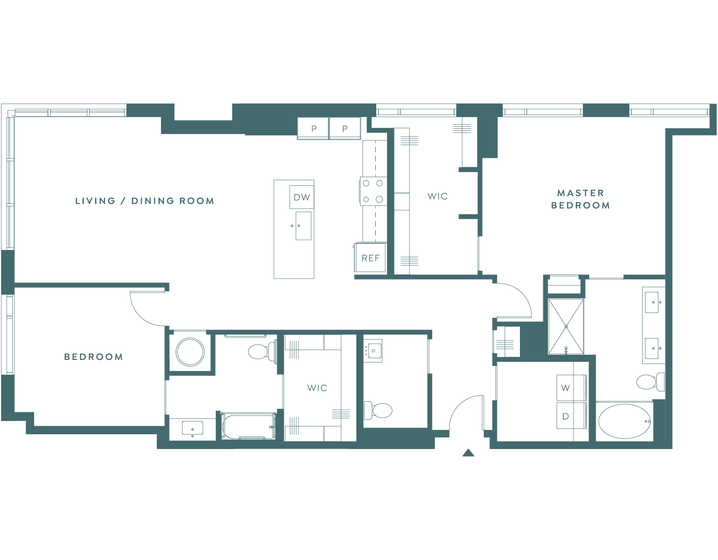 Odeon Penthouse A modern 2 bedroom, 2 bathroom open floorplan