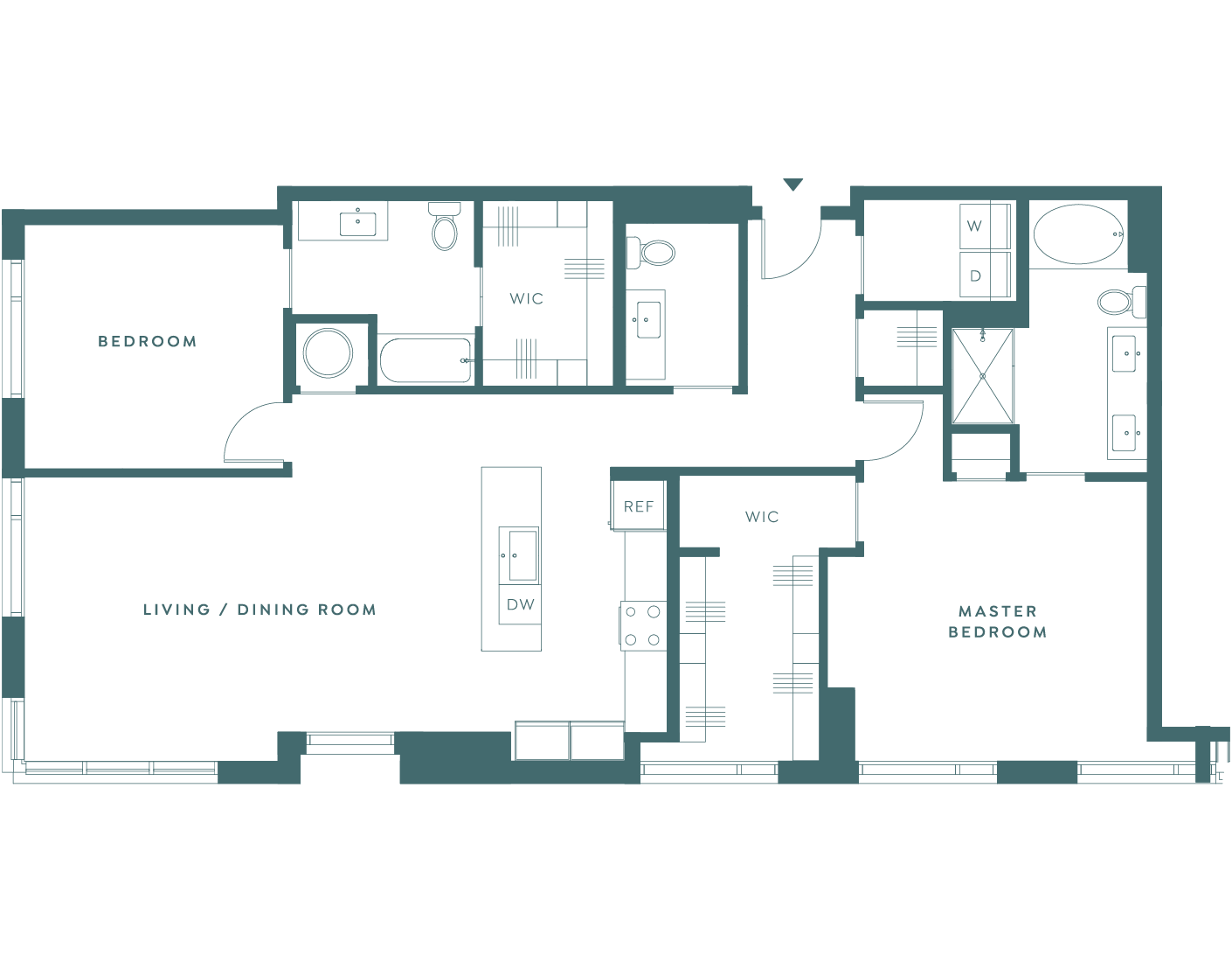 Odeon Penthouse E - 2 bedroom, 2 bathroom spacious open floorplan