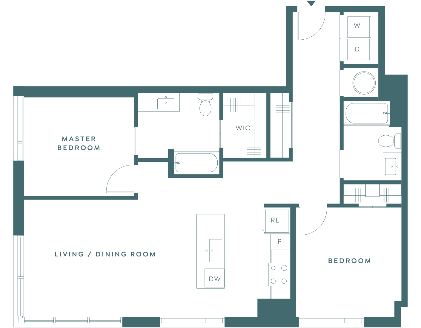 Odeon Signature 2 - 2 bedroom, 2 bathroom open floorplan with spacious bedrooms.