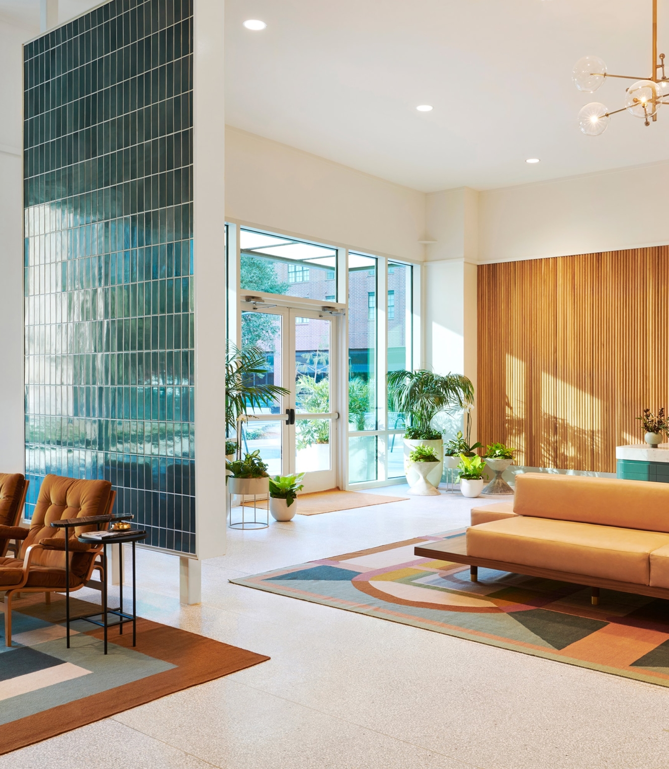 The Odeon lobby with large windows and stylish seating