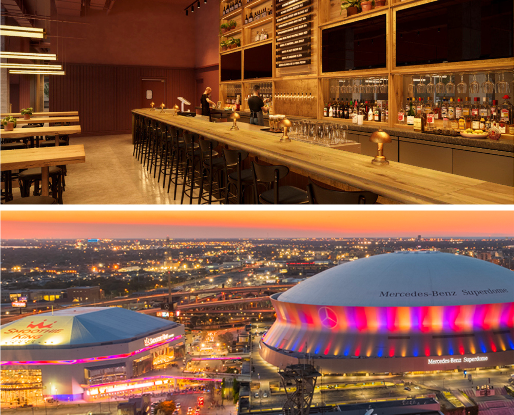 Smoothie King Arena and Caesars Superdome With The Odeon Brewery Second Revision